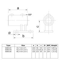 Buiskoppeling Boeiboordbevestiging verticaal-D / 42,4 mm